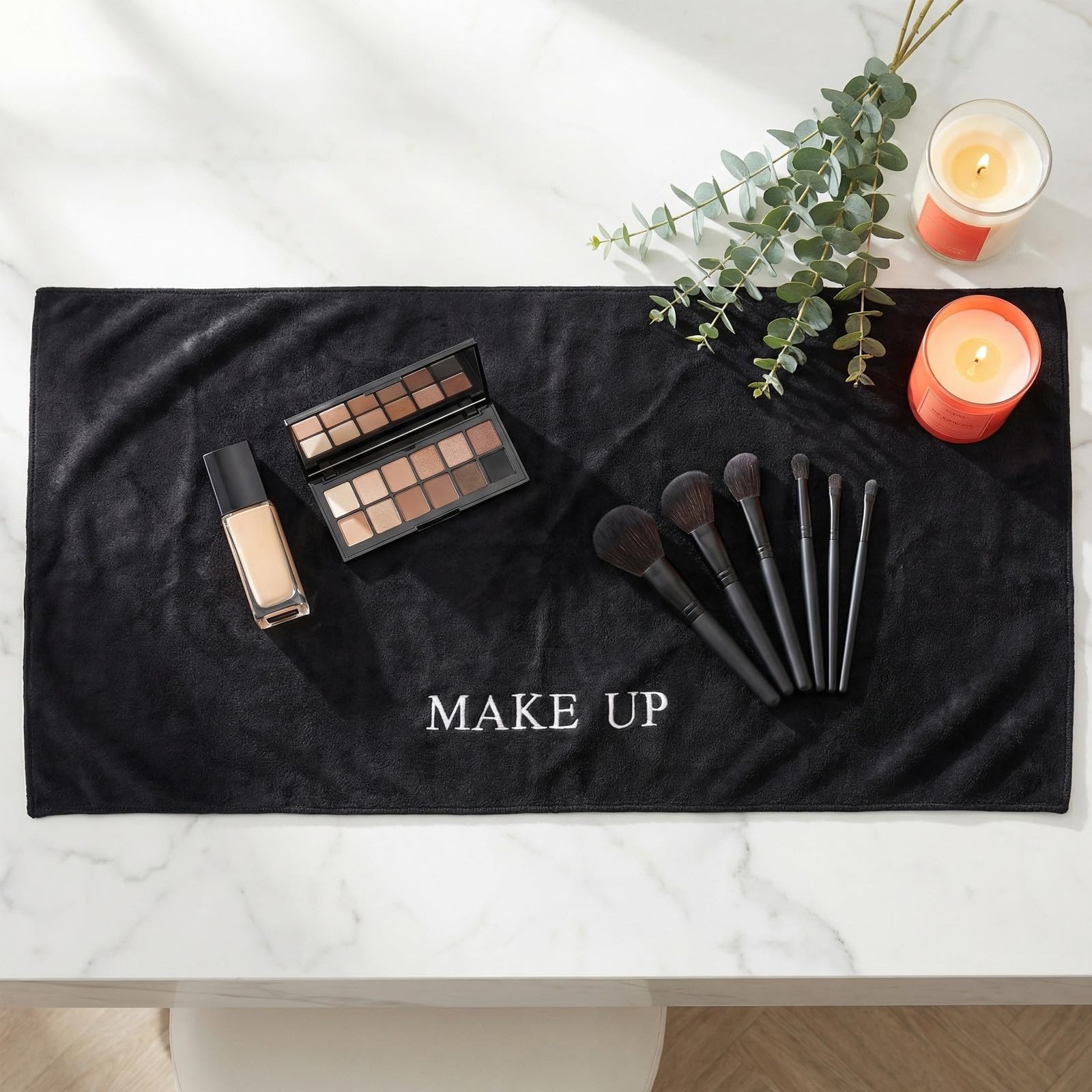 Amosfun Tappetino per Trucco Elegante e Funzionale Resistente a Polvere e Sporco Nero Confezione 2 Pezzi, per Studio e Setup Fotografico