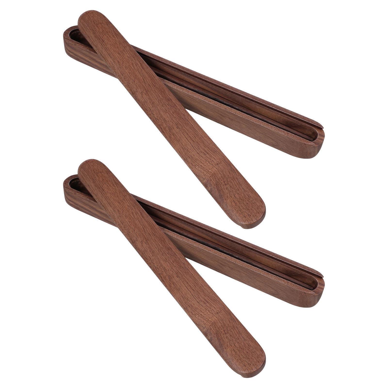 Juego de cubiertos de madera de nogal negro reutilizables con estuche portátil para picnic 2 sets