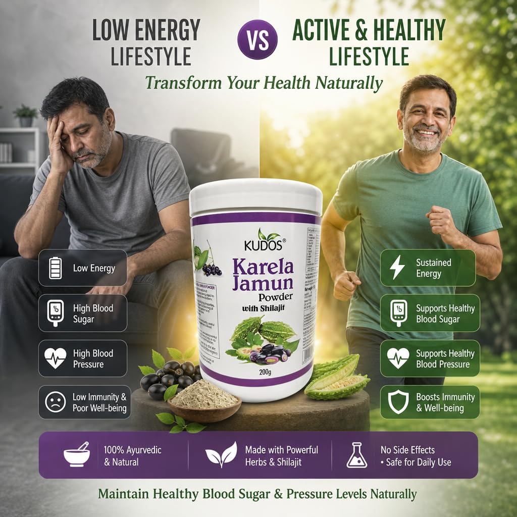 Kudos Karela Jamun Powder | Diabetes powder Ayurvedic | Controls blood and glucose level | 200gm 4