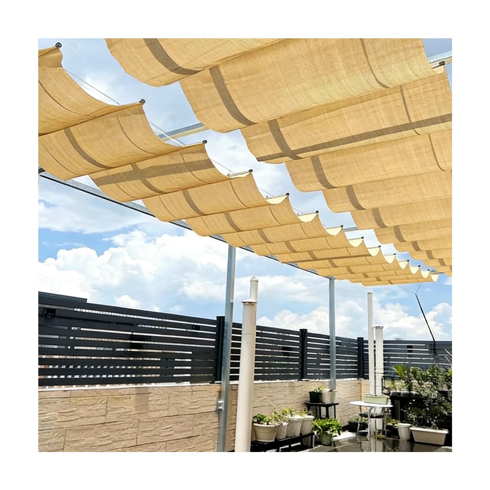 Voile d'ombrage rétractable en U haut de gamme pour pergola