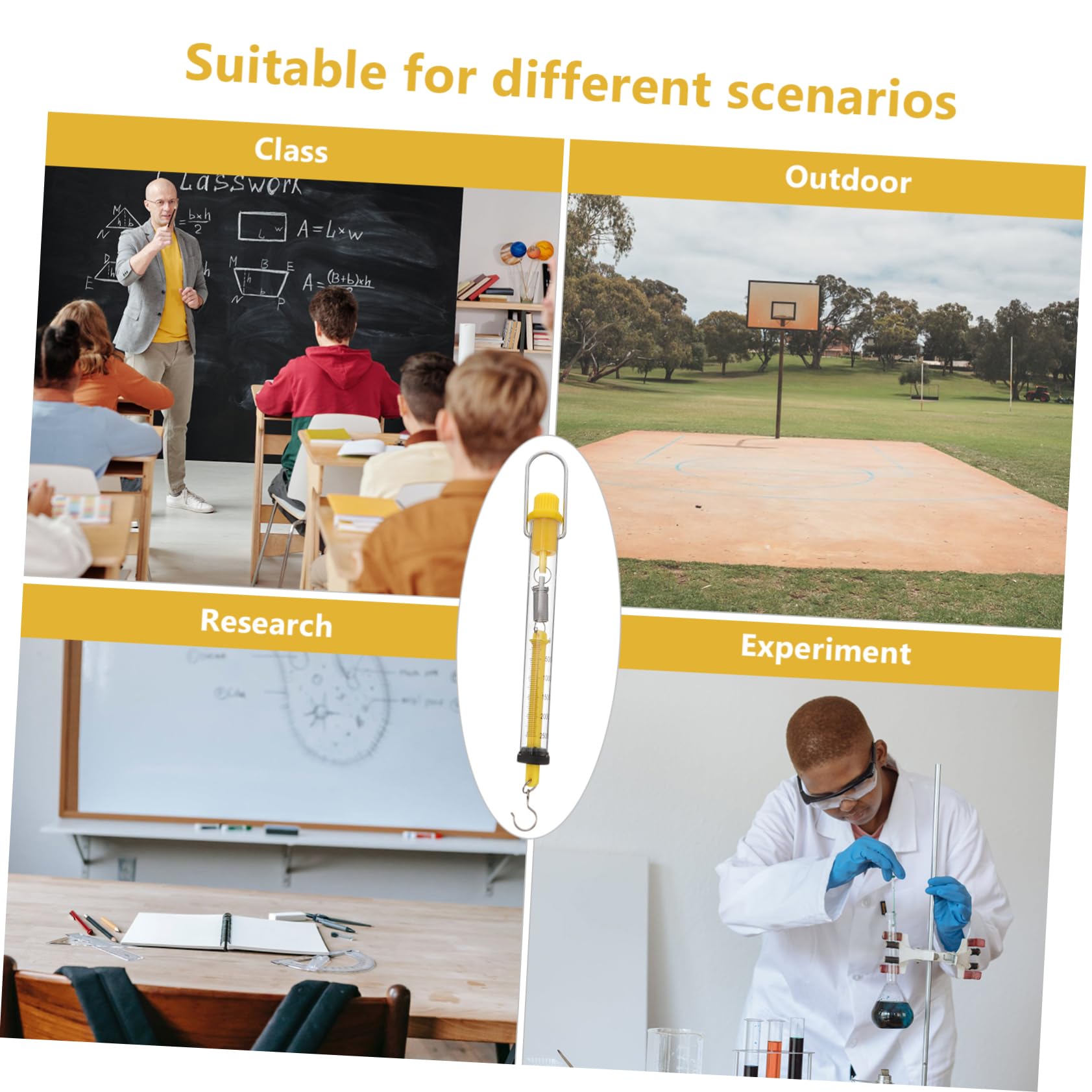 KICHOUSE 4pcs Newton Meter Spring Dynamometer for Classroom Physics Experiment Spring Scale Hook for Force Measurement Sturdy and Easy to Use