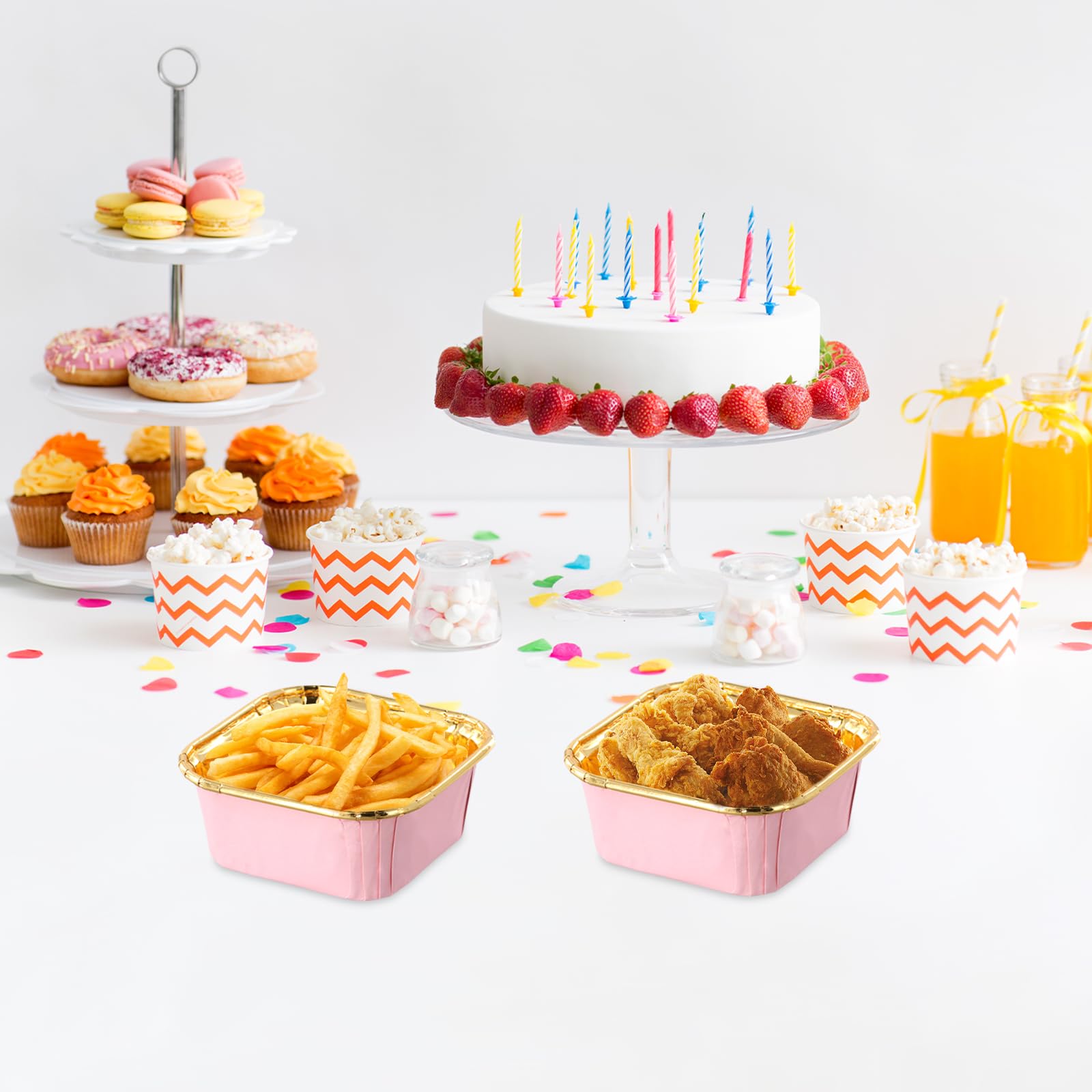 Amexo Pirottini Per Muffin In Carta, 50 Pezzi Mini Teglie Per Pane Con Coperchi, Stampi Muffin Quadrato Pirottini Cupcake In Foglio Di Alluminio Per Festa Compleanno Matrimonio