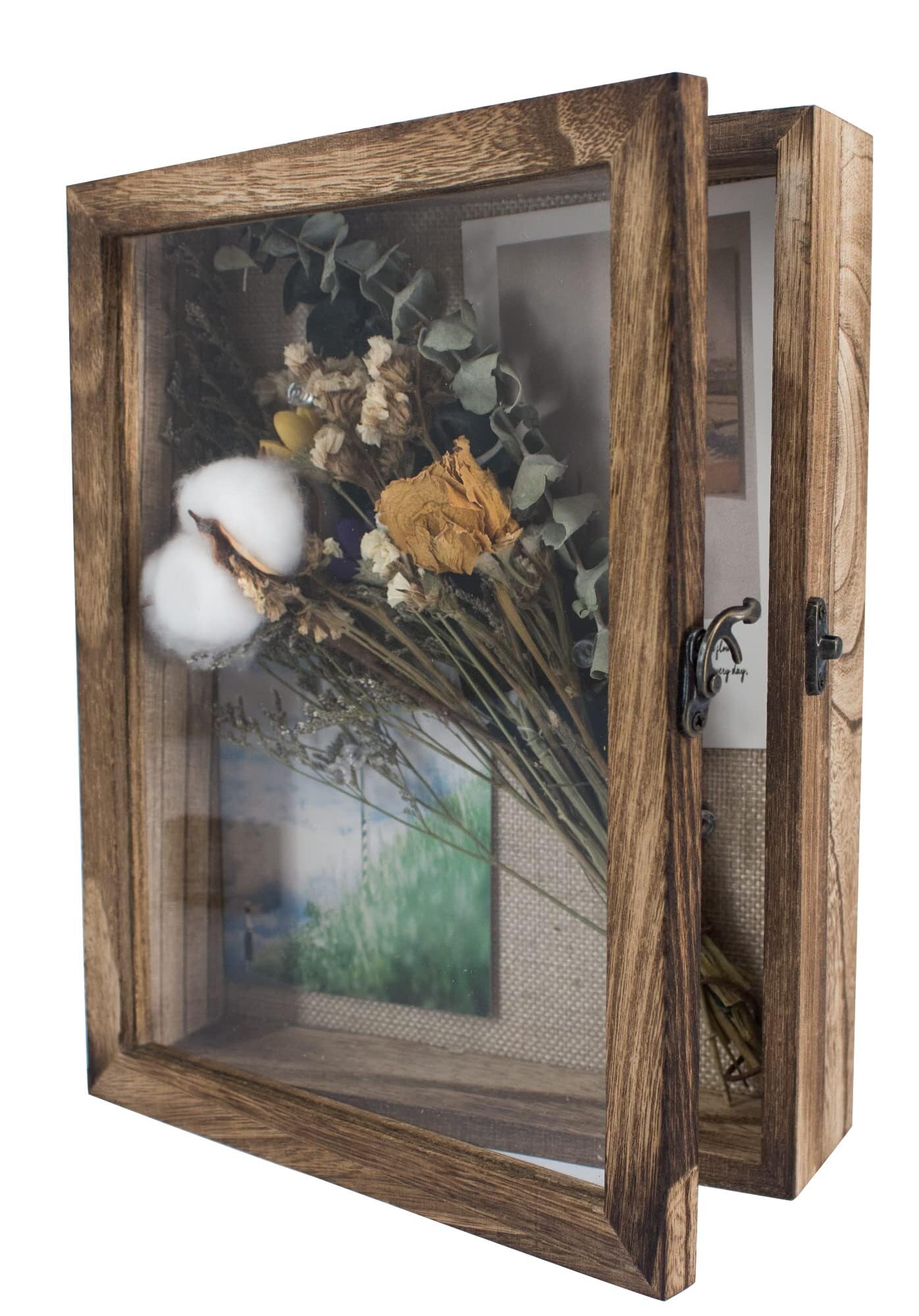 GraduatePro Shadow Box Frame 13x16 Display Case with Linen Back, Real Glass Window Door with