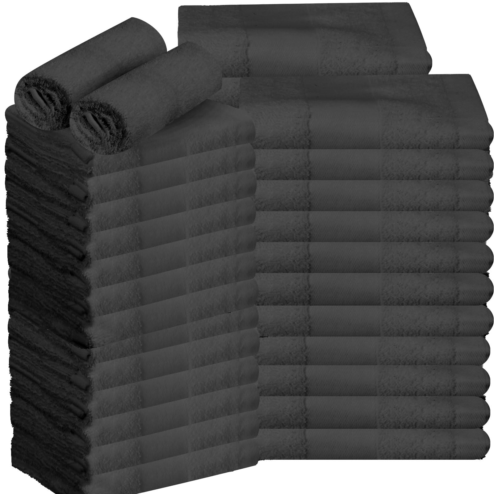 Moukeren 48 Pieces Salon Towels Bulk Cotton 16'' x 25'' Hand Gym Towel Facial Soft Highly Absorbent Hair Towels for Hair Stylist Estheticians Spa Beauty Spa Hotel (Black)