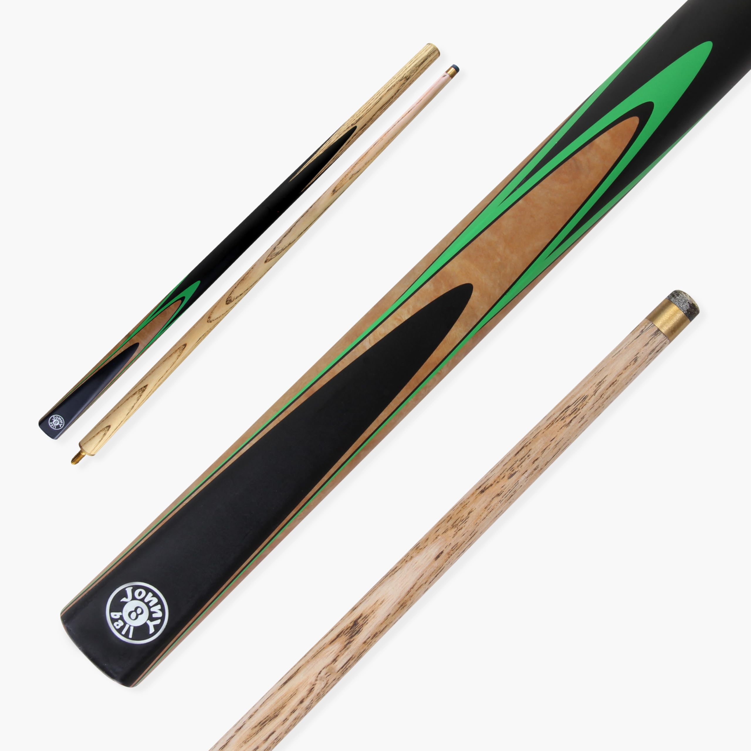 Jonny 8 Ball VANQUISH 42 Inch 2 Piece Centre Jointed Junior Kids Snooker Pool Cue 10mm Tip (Green)