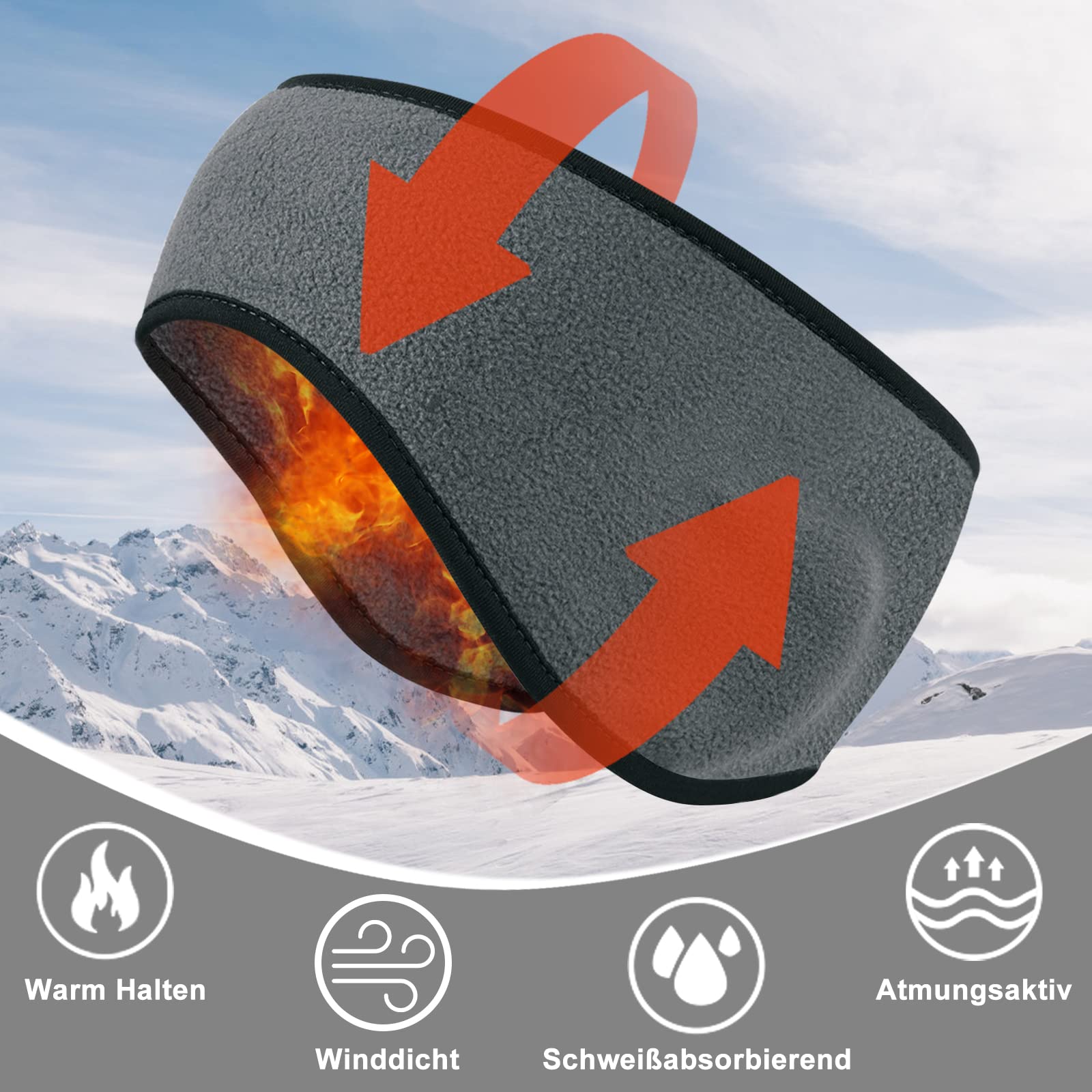 Fascia Paraorecchie Sportiva - Unisex, In Pile, Per Ciclismo E Running - Foto 9