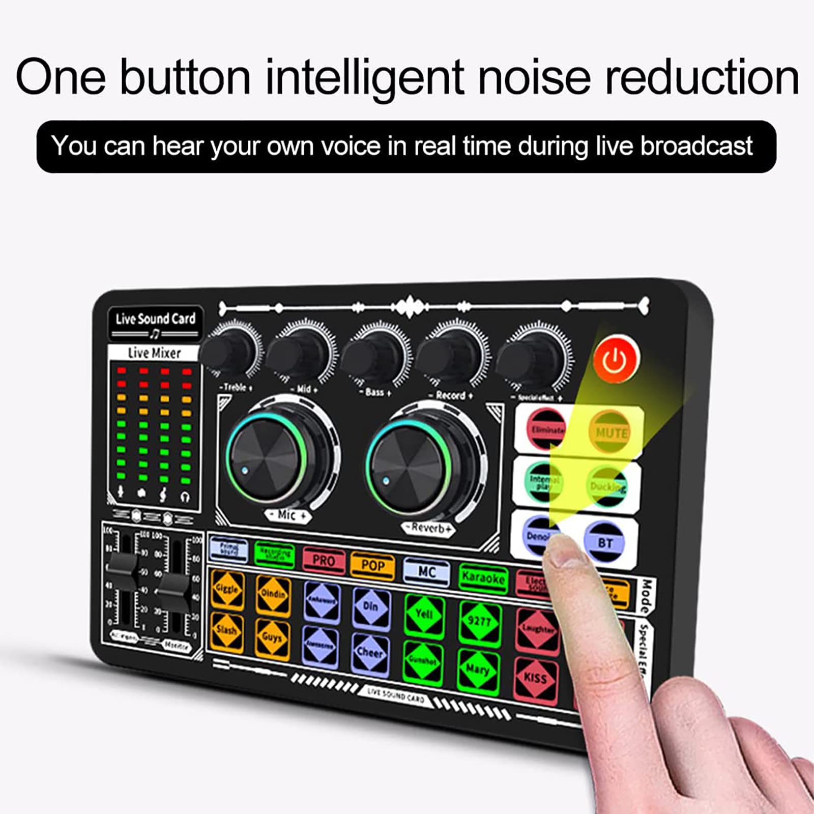 TsoLay Mixer Audio Stereo Bluetooth, Scheda Audio Live con Riduzione del Rumore con Effetti Mixer DJ E Cambio Voce E Interfaccia Audio, per Streaming, Podcast, Giochi, PC, Studio Di Registrazione