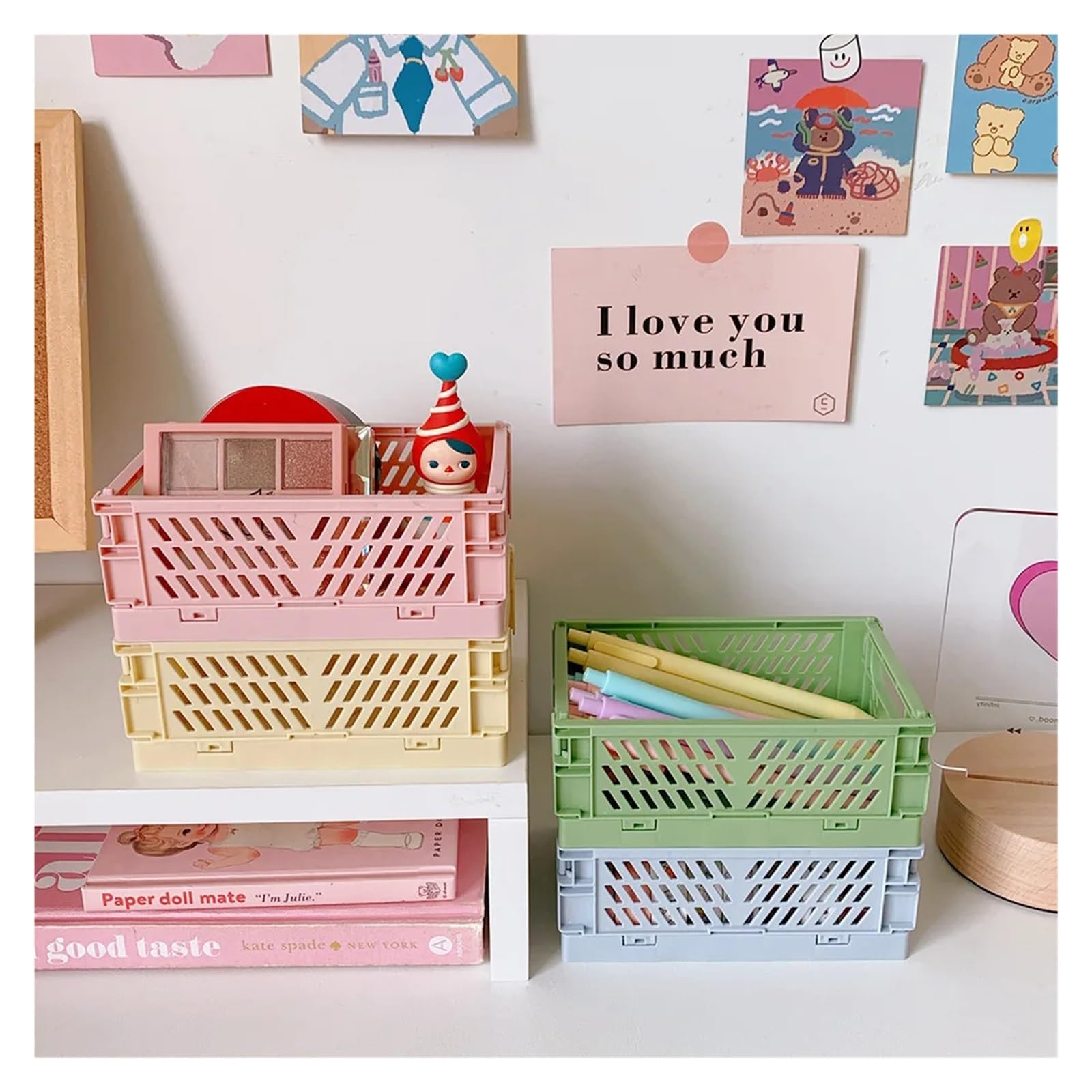 Schreibtisch Organizer Stackable Foldable Stationary Holder Simple Cute Office Desktop Storage Stationery Organizer(Color5)