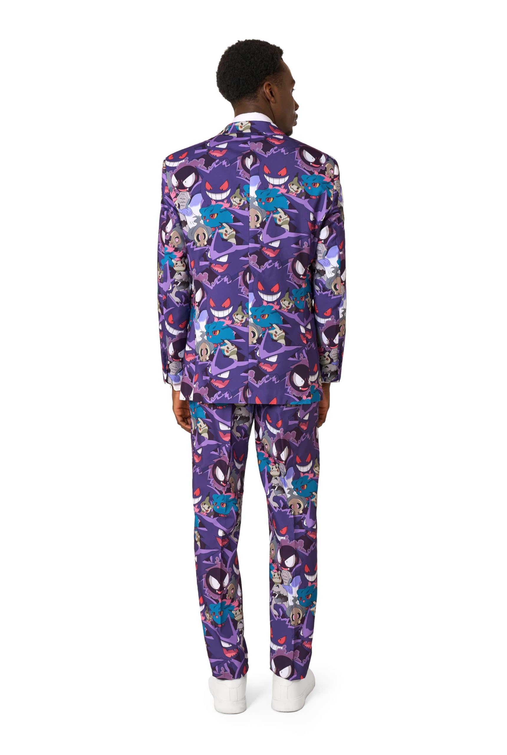 OppoSuits Tuta da uomo – Tuta ufficiale Pokémon Fantasma – Slim Fit – Multicolore – Include giacca e pantaloni e cravatta
