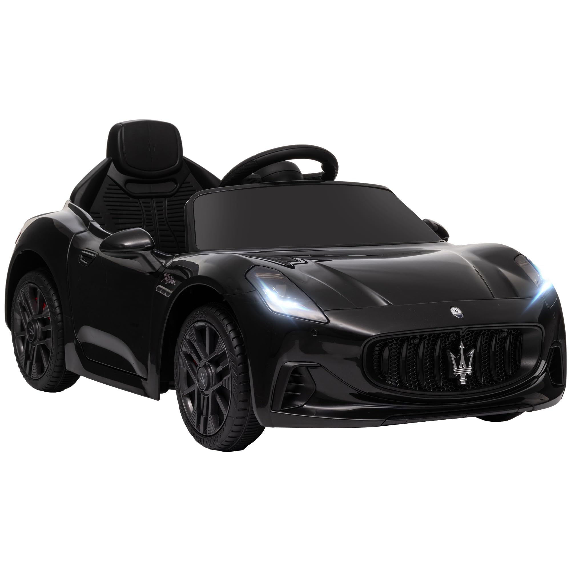 AIYAPLAY Coche eléctrico Infantil Maserati Gran Turismo Folgore con Licencia, vehículo eléctrico 12V con Mando a Distancia 2.4G, Faros LED, música, claxon, MP3, Coche para niños de 3 a 5 años, Negro