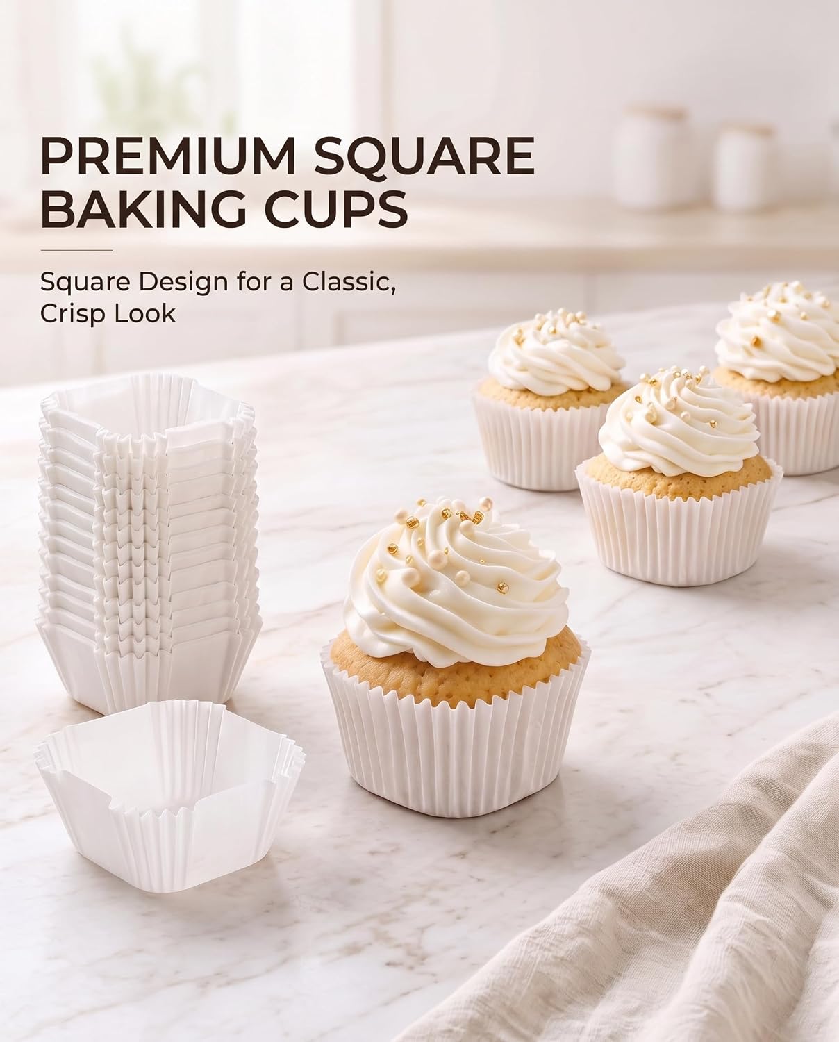 Kichvoe 1000Pcs Square Cupcake Liners for Baking Muffin Liners 2.55"