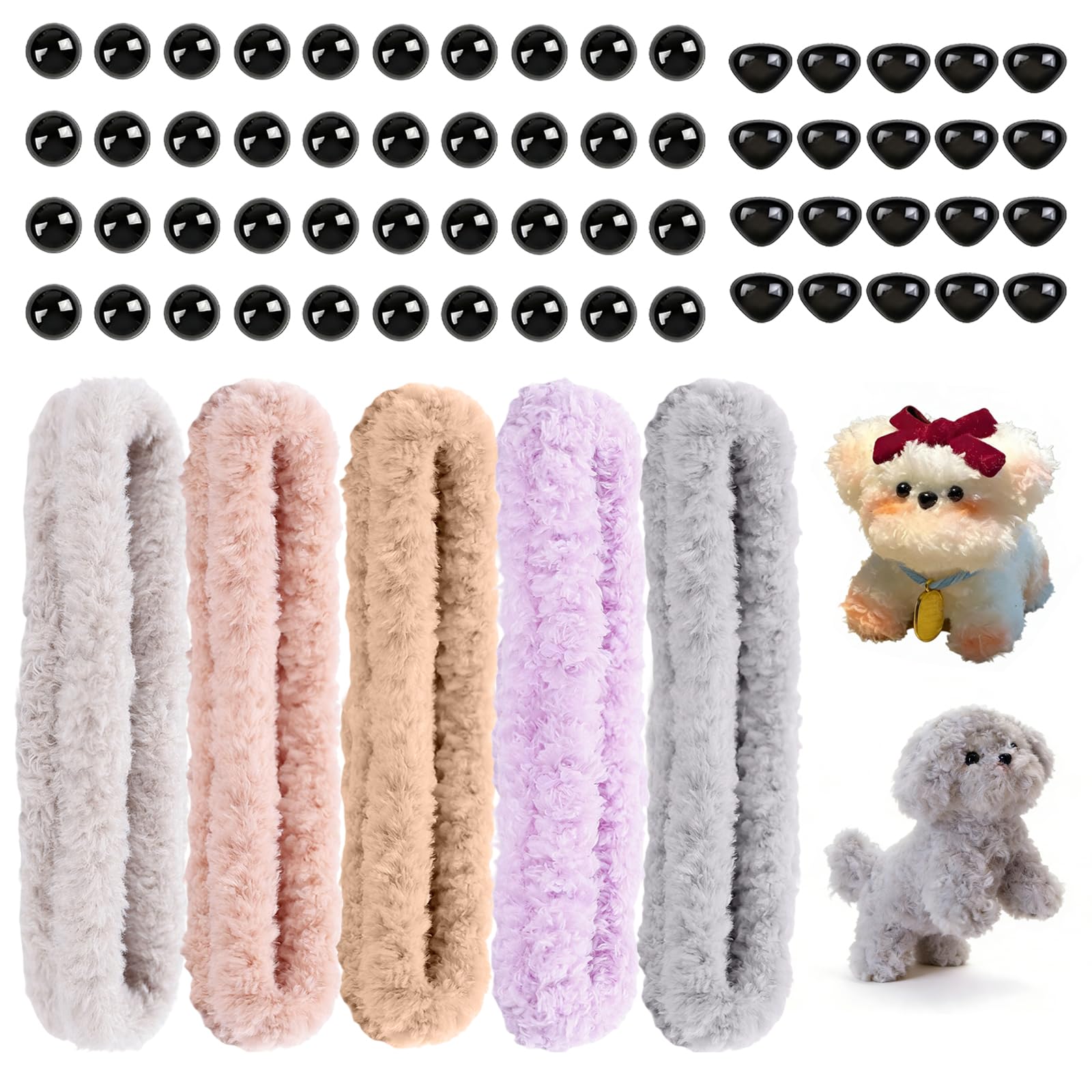 Rthynti Pipe Cleaners Craft Kit, 10Pcs 39.37'' Long 0.8'' Thick Jumbo Fur Pipe Cleaners with Craft Accessories, 5 Colors Fuzzy Sticks Supplies for DIY Arts, Animal Crafts & Holiday Decorations