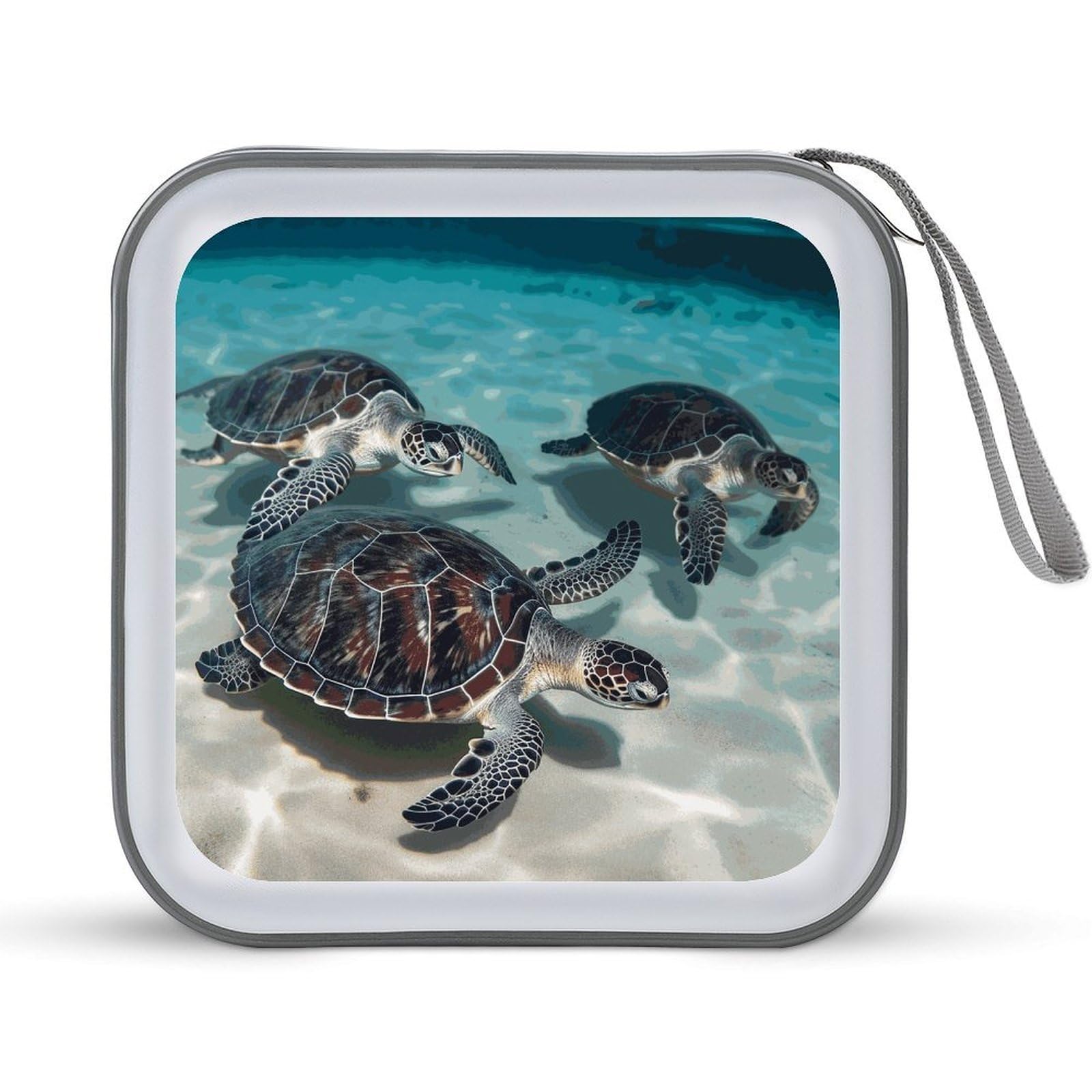 JTREHY Sea Turtles CD Case 40 Capacity Case Zipper CD Collection Bag with Handles Cover DVD Storage Hard Plastic DVD Disc Cases Storage Binder for Car Home Office Travel