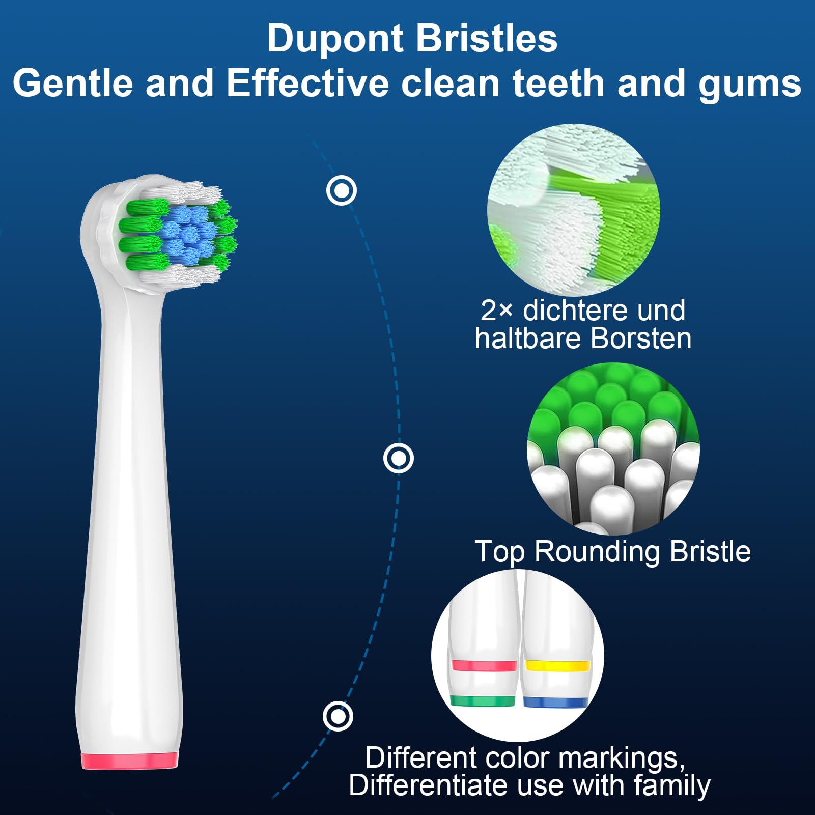 Cabezales de repuesto compatibles con cepillo de dientes eléctrico Oral B Pro 1000/500/Genius X/Smart 1500, 8 recambios de precisión para cuidado sensible, 8 piezas de limpieza cruzada para limpieza