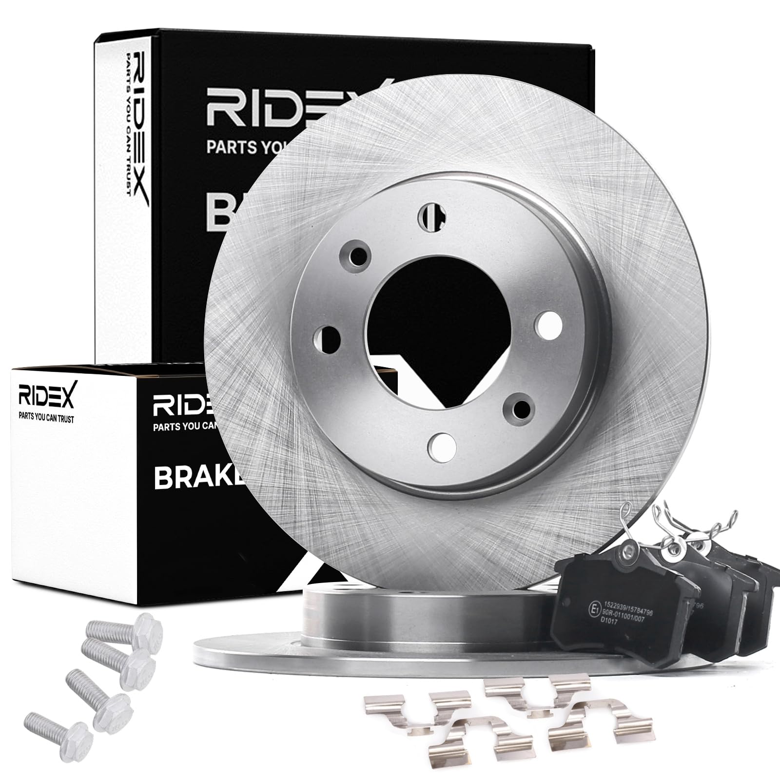 RIDEX 3405B1090 Juego para eje Kit de discos de freno y pastillas Trasero con accesorios sin tornillos Compatible con CITROËN C3 II SC