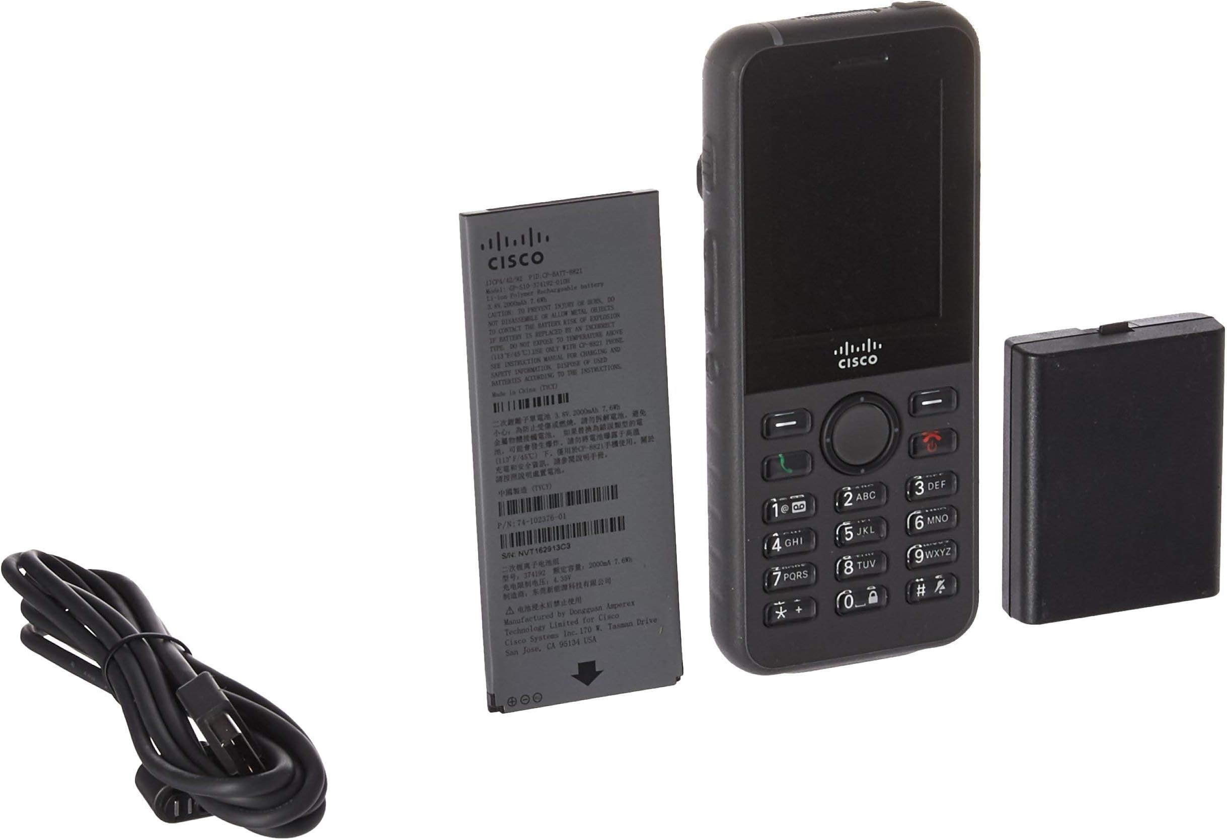 Cisco Unified Wireless IP Phone 8821 - Cordless Extension Handset - Bluetooth Interface - 2.4" Black CP-8821-K9 (Renewed)