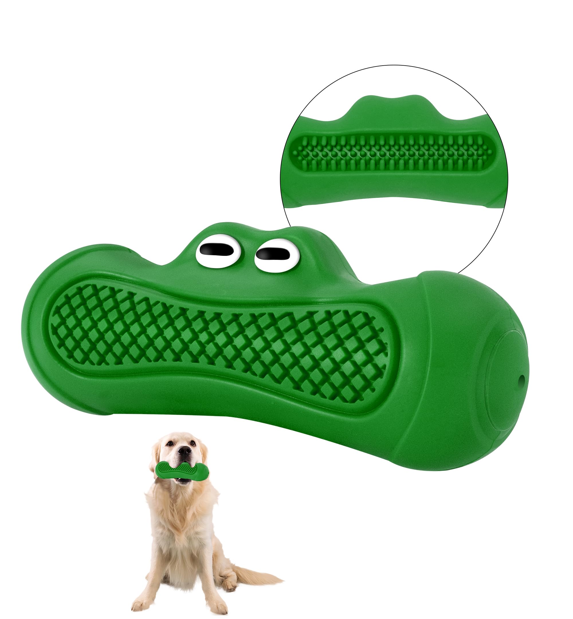 IPTPAS Durable Dog Chew Toy for Aggressive Chewers Tough Natural Rubber Squeaky Dog Toy with Irresistible Beef Flavor