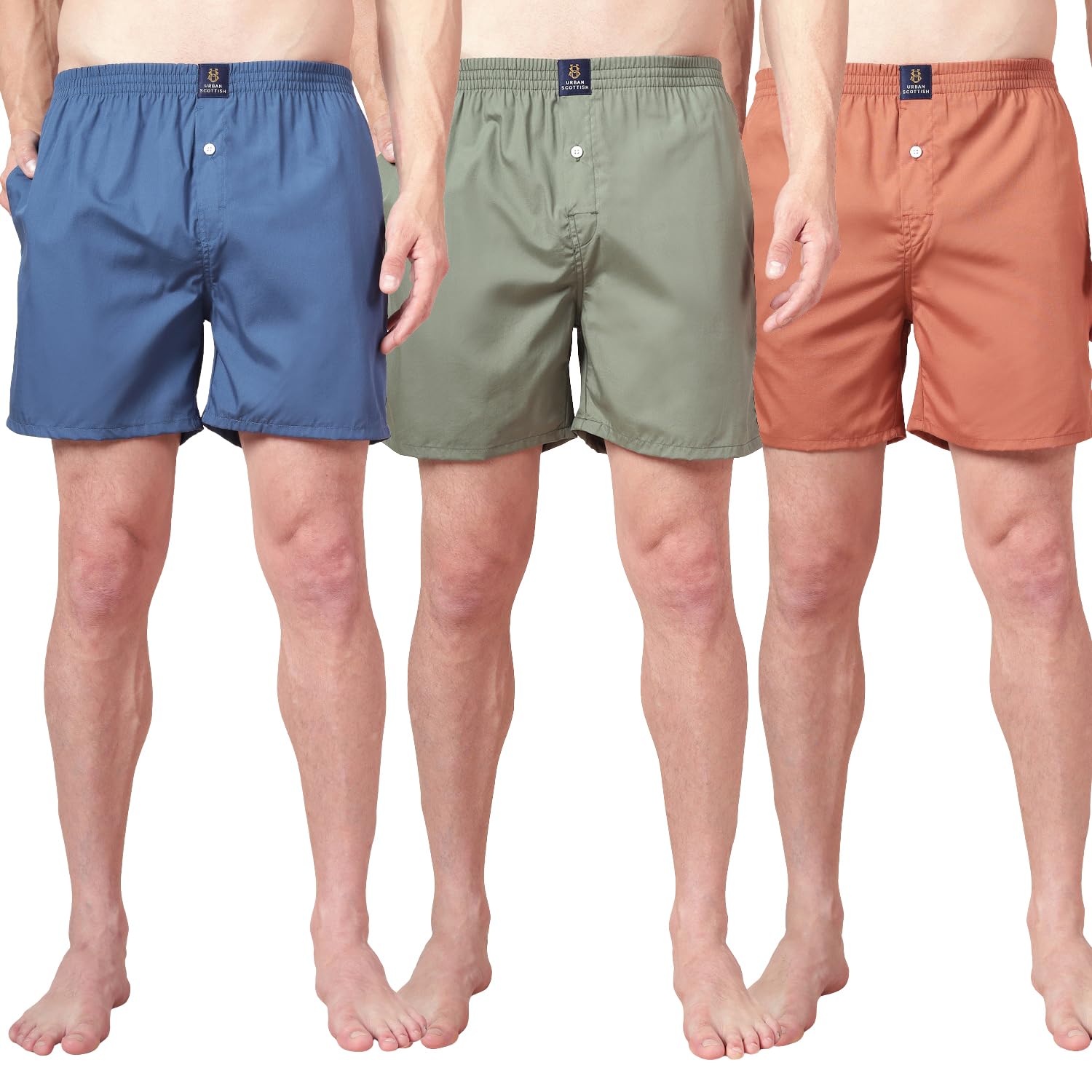 urban scottish Men’s 100% Cotton Solid Boxers Shorts with Side Pockets (Pack of 3)-picture-17