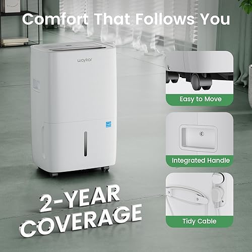 Miniatura 7 de Waykar Deshumidificador Energy Star de 80 pintas para espacios de hasta 5,000 pies cuadrados en casa, en sótanos y habitaciones grandes con manguera