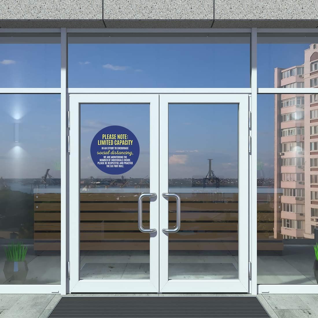 Andaz Press Building Bathroom Office Maximum Occupancy Limited Capacity For Social Distancing Business Signs, 50 Labels, 10-Pack 8" Round Labels + 40-Pack 2" Circle Vinyl Sticker Decals