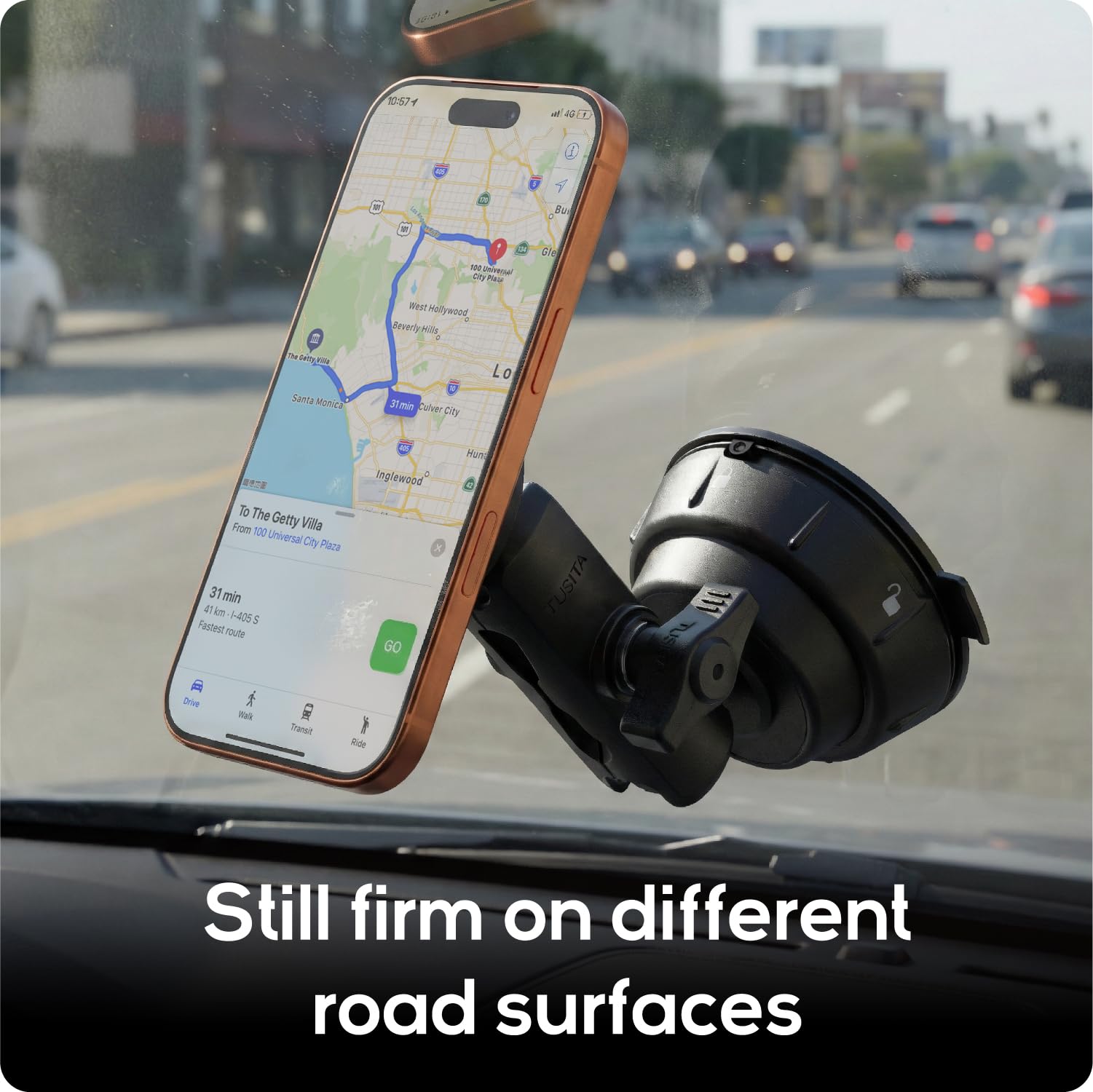 TUSITA Supporto Magnetico per Telefono in Auto - Twist Lock Base a Ventosa con Braccio a Doppia Snodo Compatibile con MagSafe