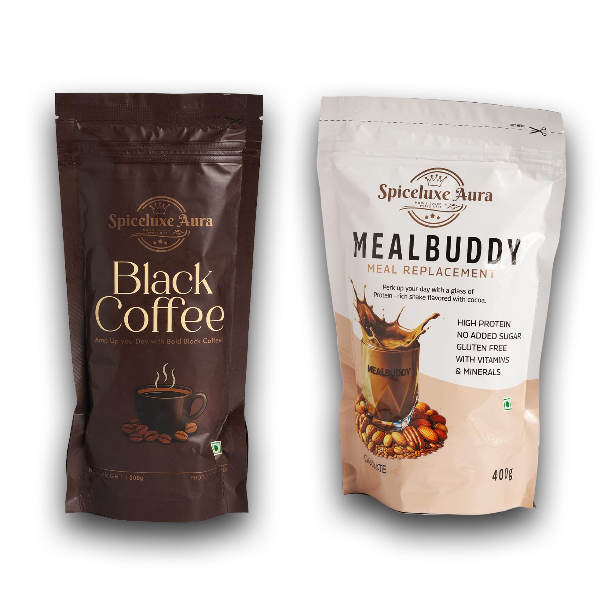 MealBuddy Meal Replacement with Black Coffee, High Protein, No Added Sugar, Gluten Free, 400g and 200g Combo-image-24