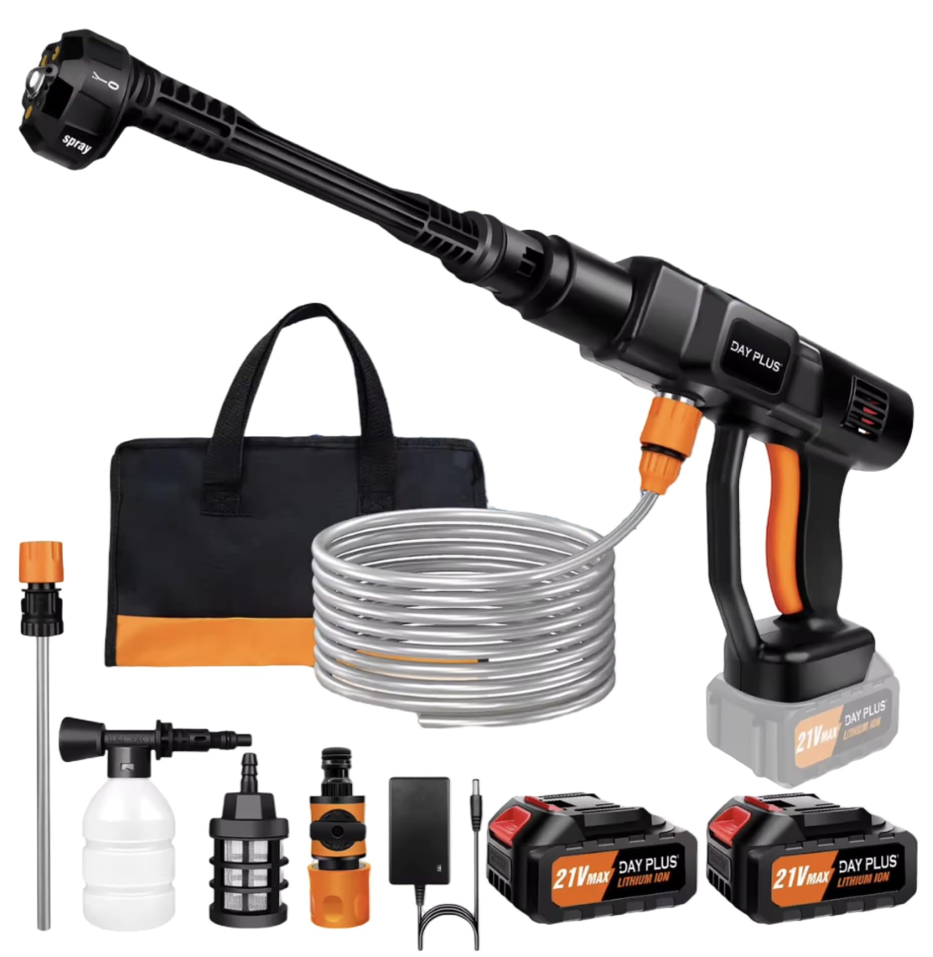 Cordless Pressure Washer, 150 BAR/2000 PSI, 2000W, 3.0Ah Battery, 6-in-1 Nozzle, Portable Cleaner