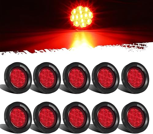 Miniatura 8 de Partsam Juego de 10 luces LED redondas ámbar de 2.5 pulgadas, 13 diodos con ojal de luz y alambre para remolque, remolque, remolque, rv, resistente
