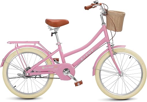 Girls Bike with Basket, 20 inch Kids Retro Cruiser Bike for 7-13 Years Old, Big Kid Bike with Fenders&Rear Seats, Kids Bicycles for Boys Girls Beginner Level Riders | with Basket