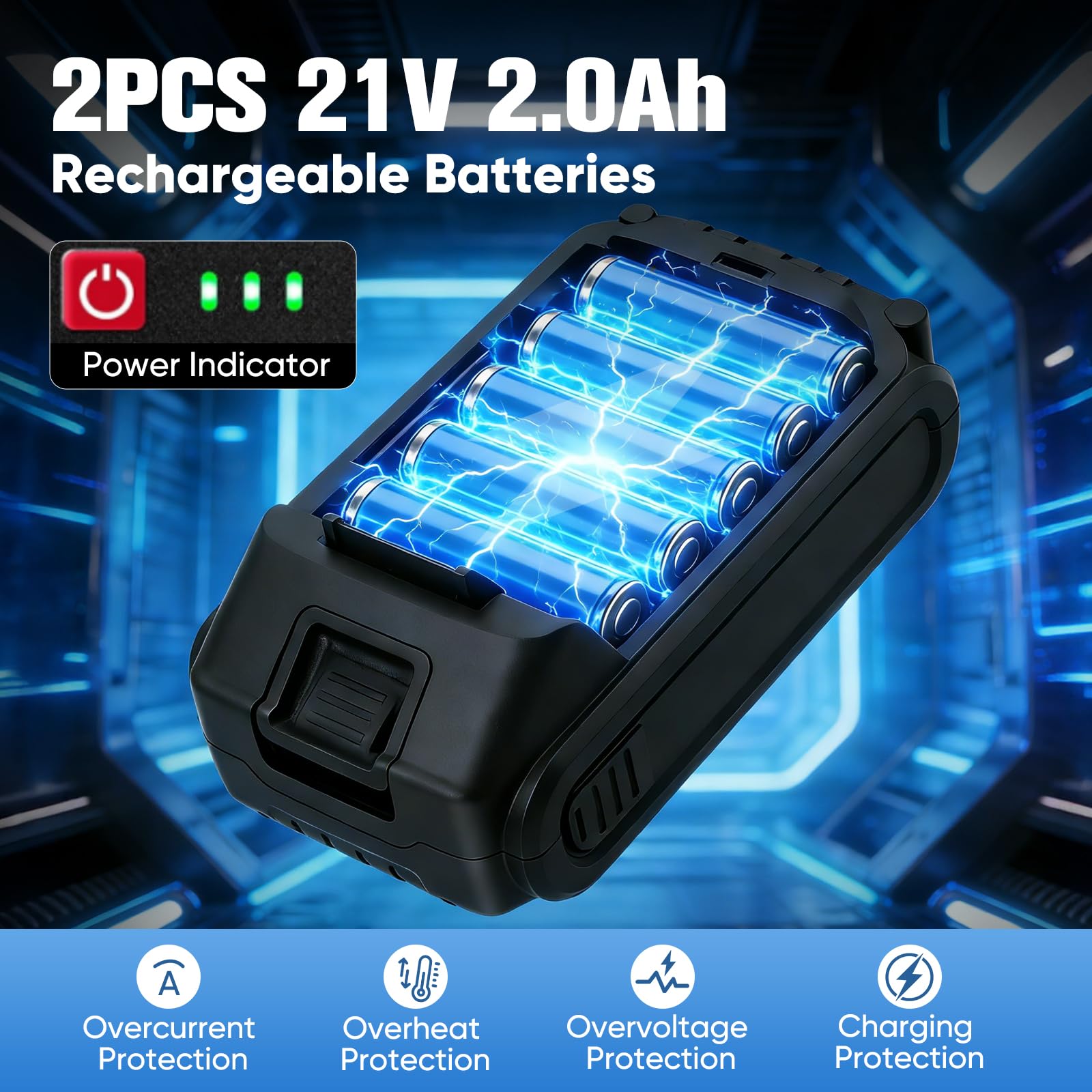 Pistola per Silicone a Batteria, Pistola per Sigillante Elettrica 800N con 2 Batterie 2.0Ah, 6 Velocità 60-200mm/min, Display Digitale, Antigoccia & LED per Fughe Vasca, Piastrelle