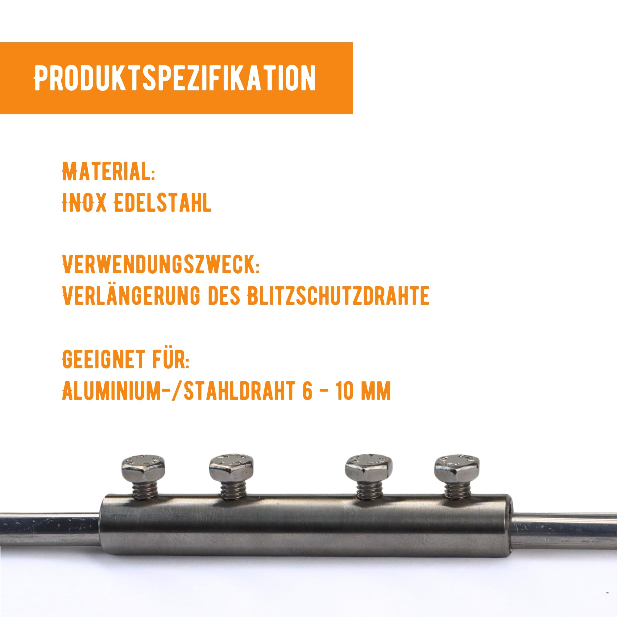 HausHeld® Morsetto parallelo V4A, connettore passante Ø8–10 mm
