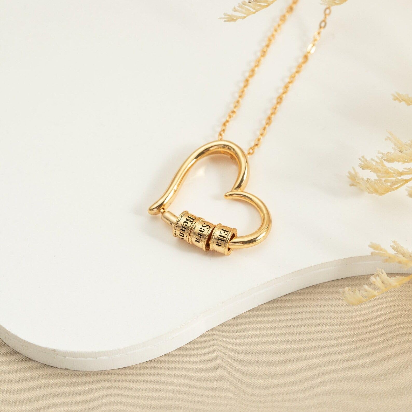 Inciso cuore collana con nome, bambini nomi per mamma, personalizzato famiglia collana con nome, su misura Natale per madre, multiplo sfere ciondolo