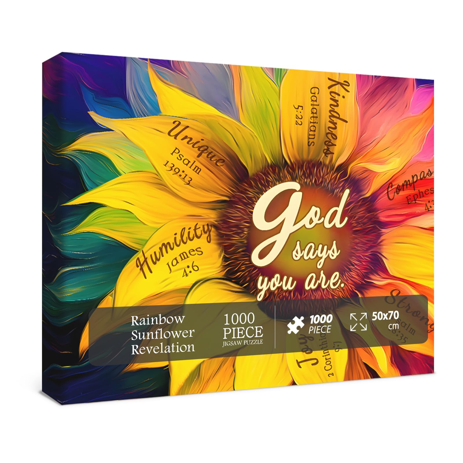 Rainbow Sunflower Puzzle for Adults 1000 Pieces, Colorful Flower Plant Puzzle Flower Jigsaw Puzzles for Adults, Religious Puzzles as Sunflower Decor - Image 2