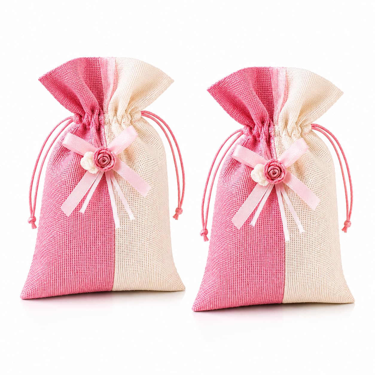 Premium Potli Bag for Women Pink & Cream 22 x 14 cm-image-15