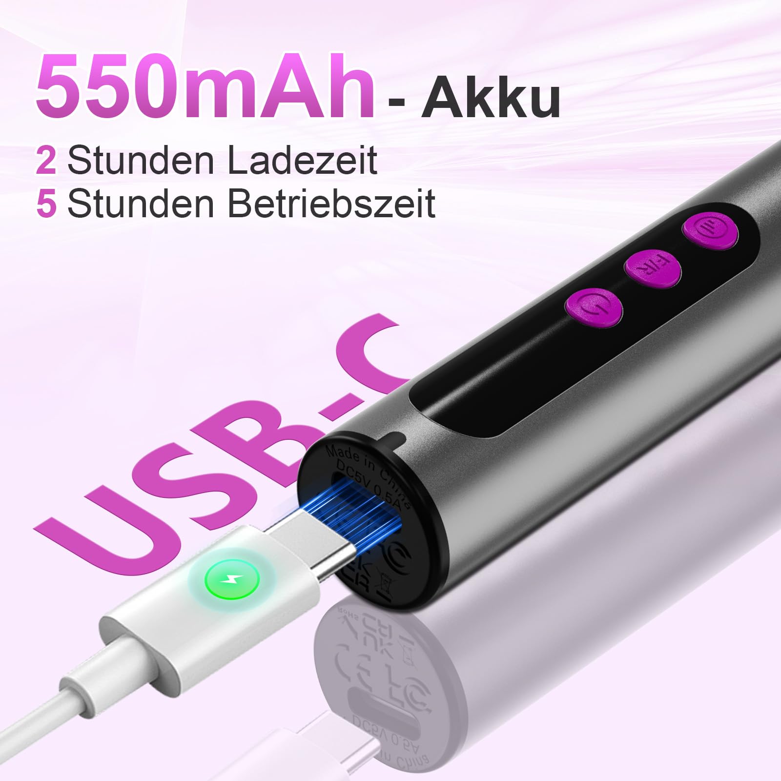POFIBO Nagelfräser Kabellose Elektrische Nagelfeile - 35000 U/Min Nagelfräser für Gelnägel, 12 IN 1 Professionell Fräser für Nägel & Acrylnägel, Maniküre Pediküre Set mit 5 Geschwindigkeiten