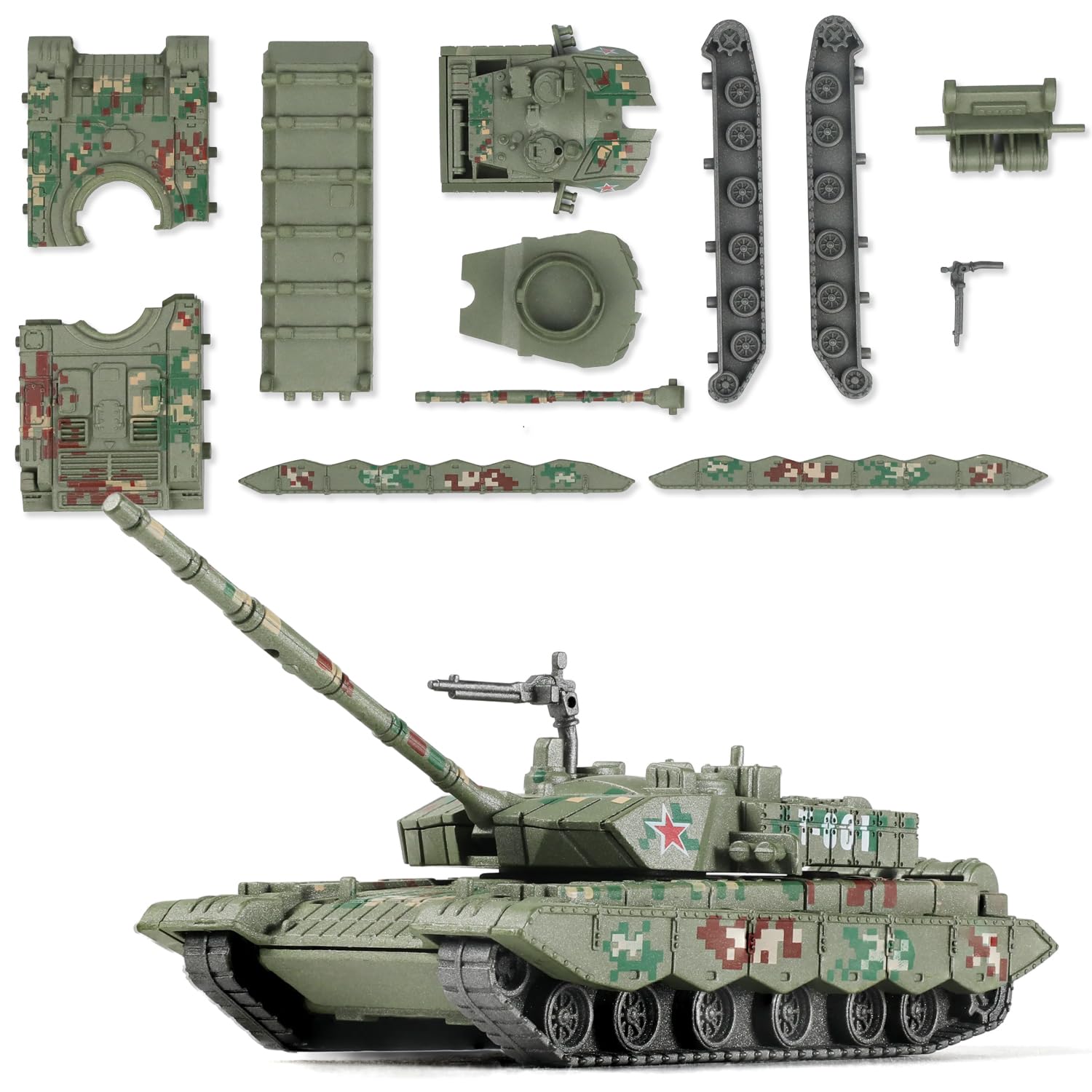 Sebunas 7.Type 99 1/72 Scale Type 99 Military Tank Quick Build Model China Armored Vehicle Type 99 Main Battle Tank Building Model Gift For Adults And Kids (13Pcs)