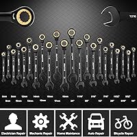Vista 2 de Ratcheting Wrenches Set, Combination Wrench Sets With Organizer Box, 23PC SAE & Metric And Standard, 1/4" to 3/4" & 6-18mm, Open End Wrench Set