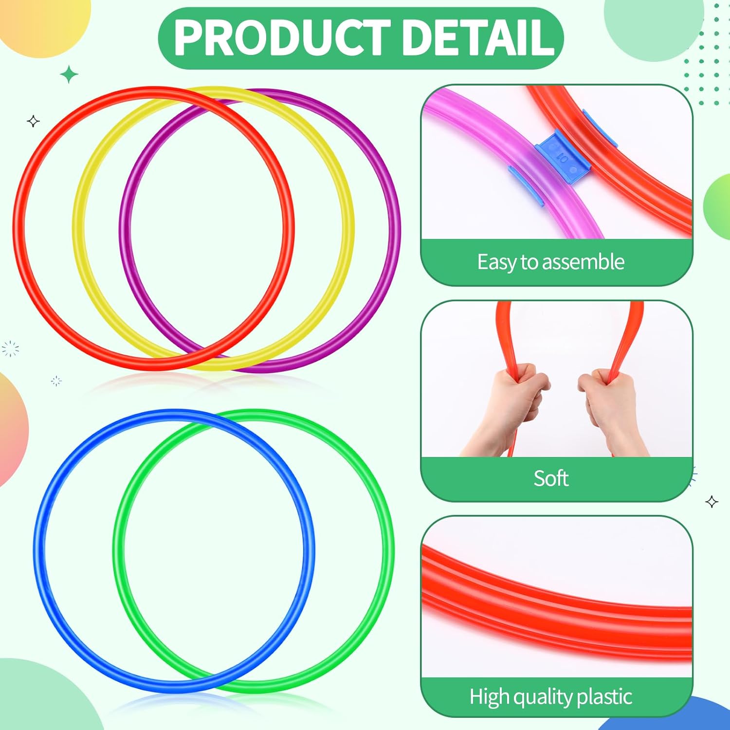 30 Pcs Agility Rings Speed and Agility Training Rings 15" Exercise Speed Circle Jumping Hoops for Training Throwing Equipment (Yellow/Blue/red/Green/Purple)