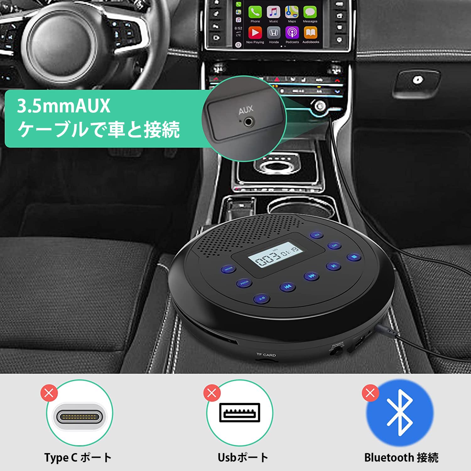 Amazon.co.jp: CDプレーヤー ポータブルcdプレーヤー LEDディスプレイ