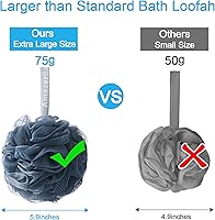 Vista 6 de AmazerBath - Esponja vegetal de 2.65 onzas, esponja de baño exfoliante para el cuerpo, juego de 4 unidades, azul grisáceo, rosa, gris, blanco