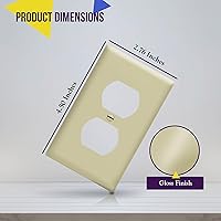 Vista 2 de Duplex Wall Plates Kit by Enerlites 8821-I Home Electrical Outlet Cover, 1-Gang Standard Size, Unbreakable Polycarbonate Material, Ivory- 10 Pack