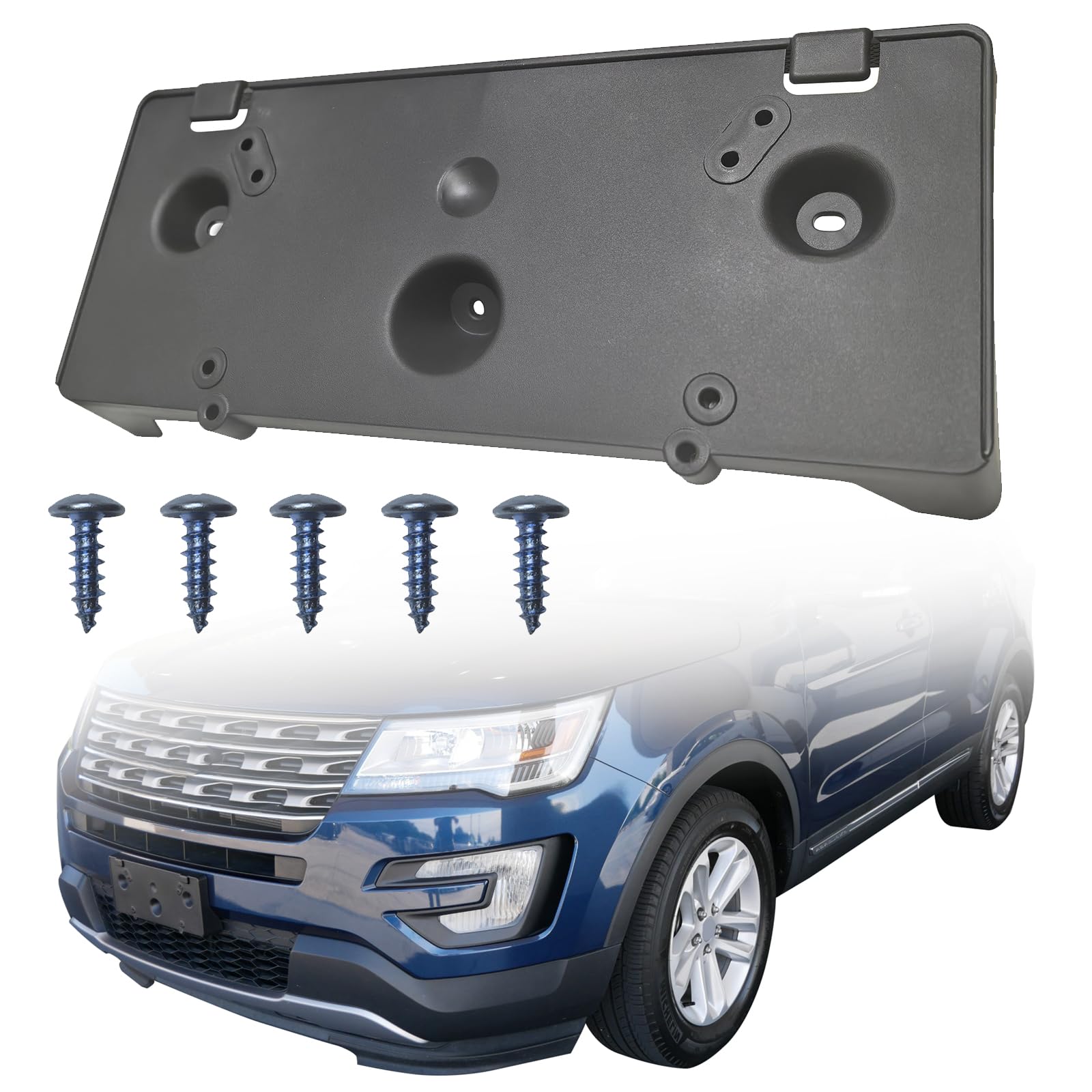 Photo 1 of GZVKE Front License Plate Frame Mounting Bracket Tag Holder Textured Black Fits for 2016 2017 Ford Explorer Replace FO1068158 FB5Z17A385AA
