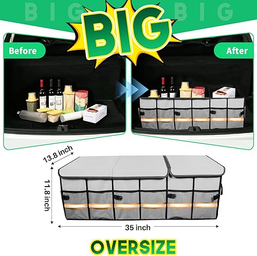 Miniatura 34 de Organizador de maletero, organizador de carga, almacenamiento de maletero, impermeable, plegable, duradero, múltiples compartimentos