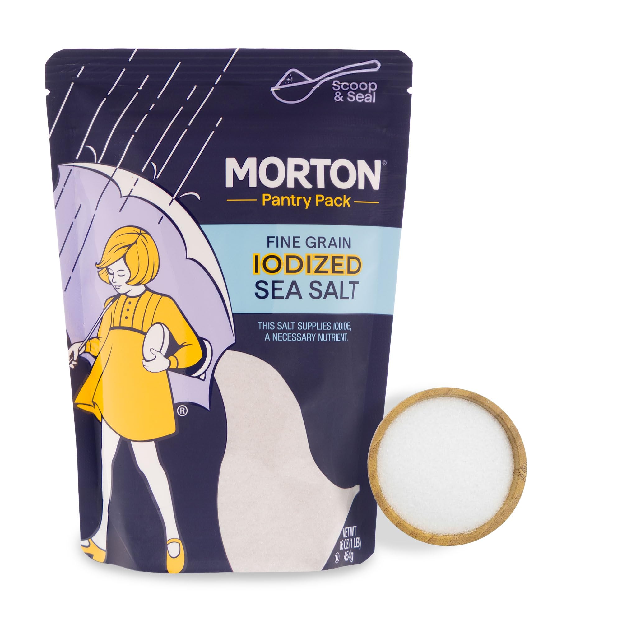 Amazon.com : Morton Salt Iodized Sea Salt Fine 1 lb., Resealable