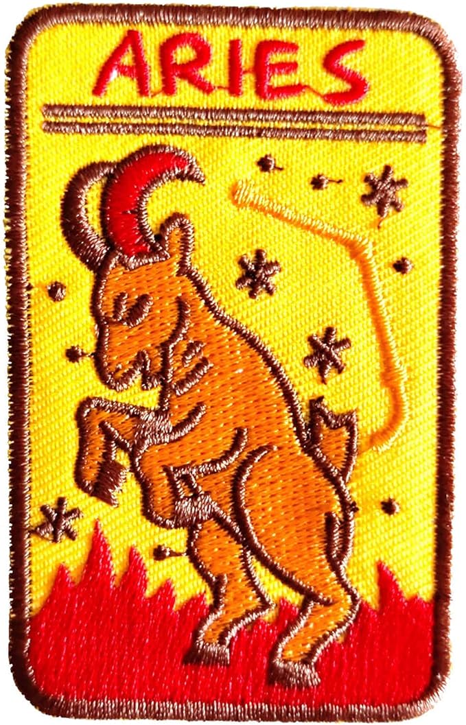 12 Sign of Zodiac Patch, Aries Constellation Emblem Iron Patch, Embroidered Sew On Patches for Kid's Bag T-Shirt Clothes Hats Backpack