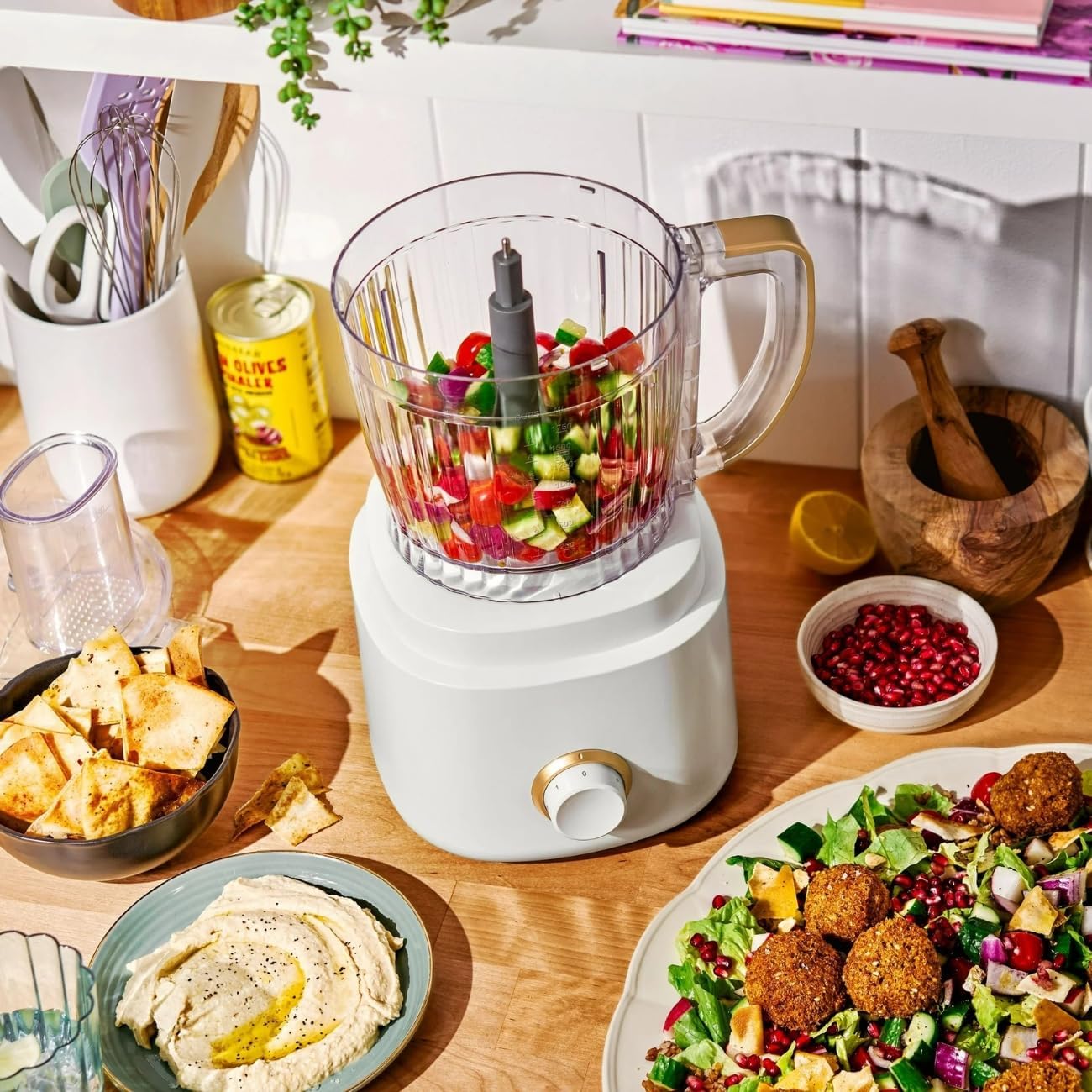 10‑Cup Food Processor ‑ 500 W, Variable Speed, Twist‑Lock, Dishwasher‑Safe Parts, Included Accessories (White Icing)