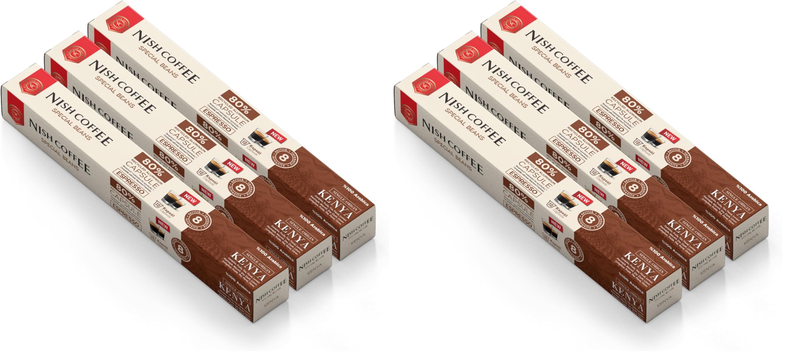 Nish Kahve Single Orijin Kapsül Kahve Kenya Nespresso Uyumlu 3'lü Set 30 Kapsül (2 paketi)