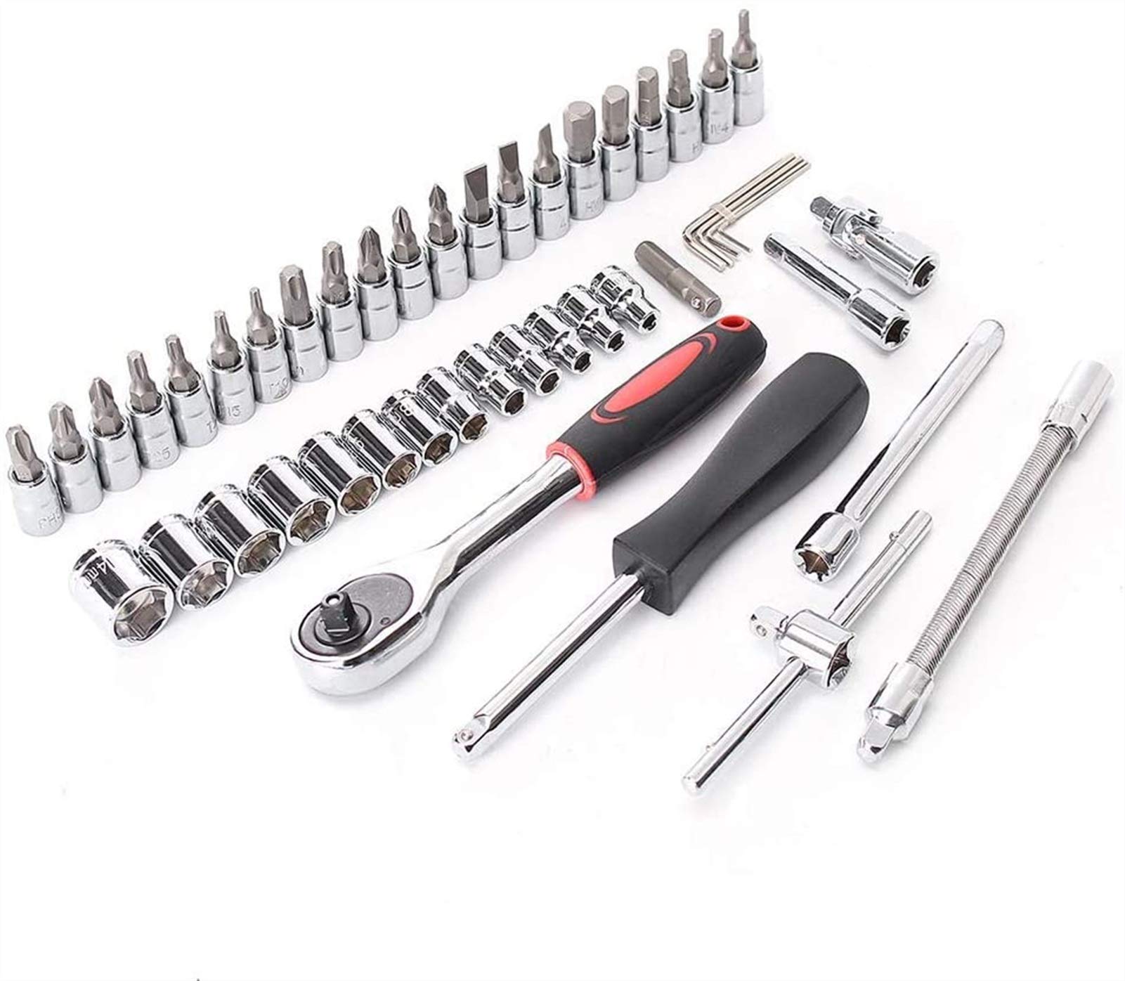 Klucze 46 szt. 1/4 i 1 cm Bit napędowy Torx Zestaw kluczy nasadowych kombinowanych narzędzi mocujących