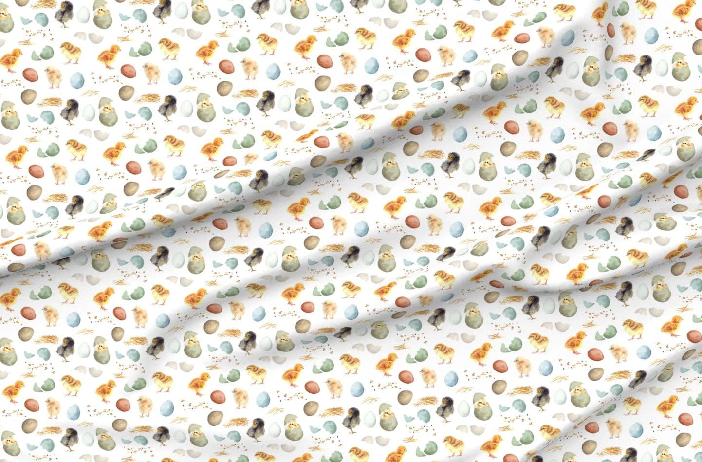 Spoonflower Fabric - Easter White Bunny Kids Spring Watercolor Eggs Printed on Polartec(R) Fleece Fabric by The Yard - Sewing Blankets Loungewear and No-Sew Projects