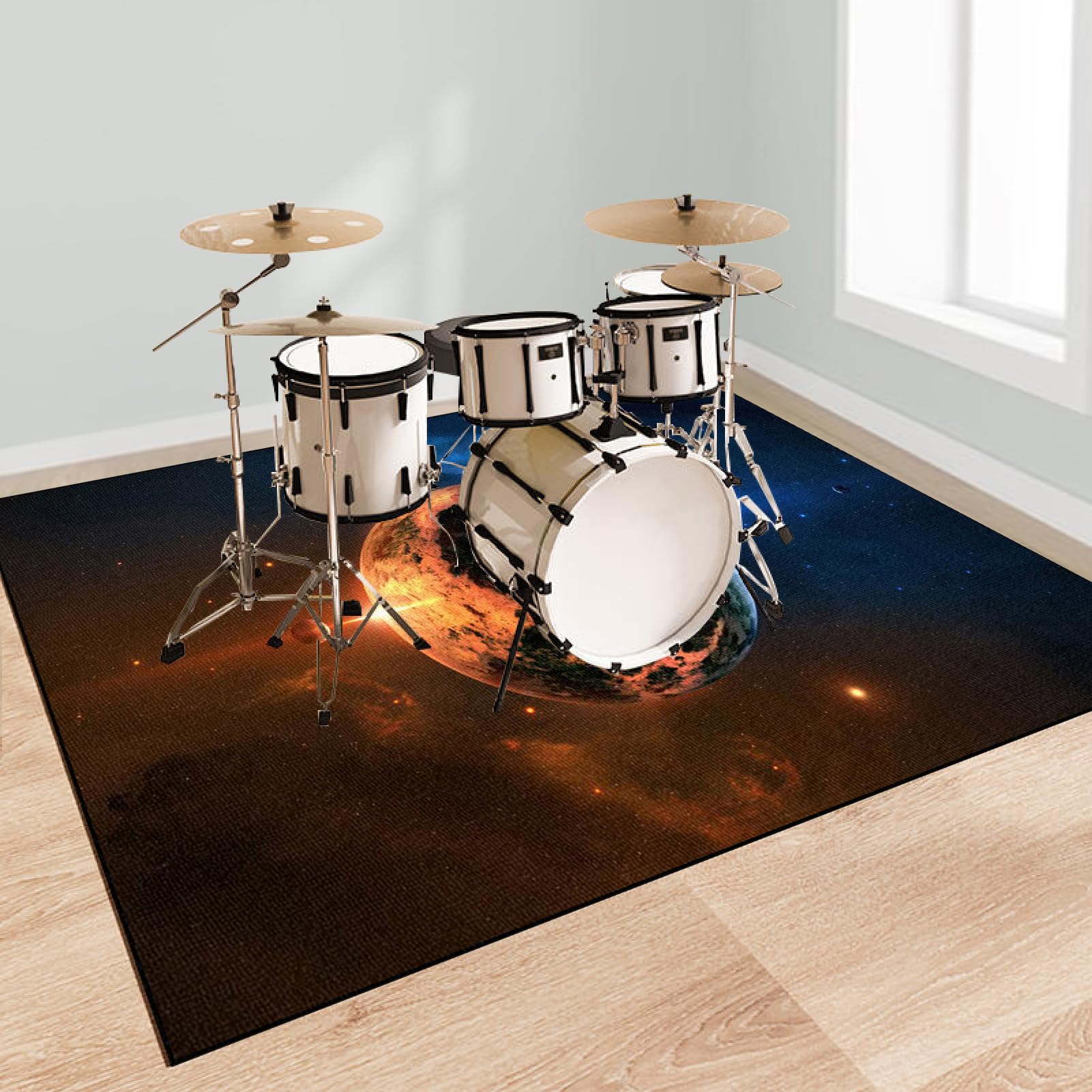 Tappeto per Batteria Acustica, Tappetino Insonorizzato, Drum Carpet per Batteria Elettronica, Drum Tappeto per Musica Pratica E Performance, Insonorizzato Tappeto Batteria Acustica 200 x 160 cm